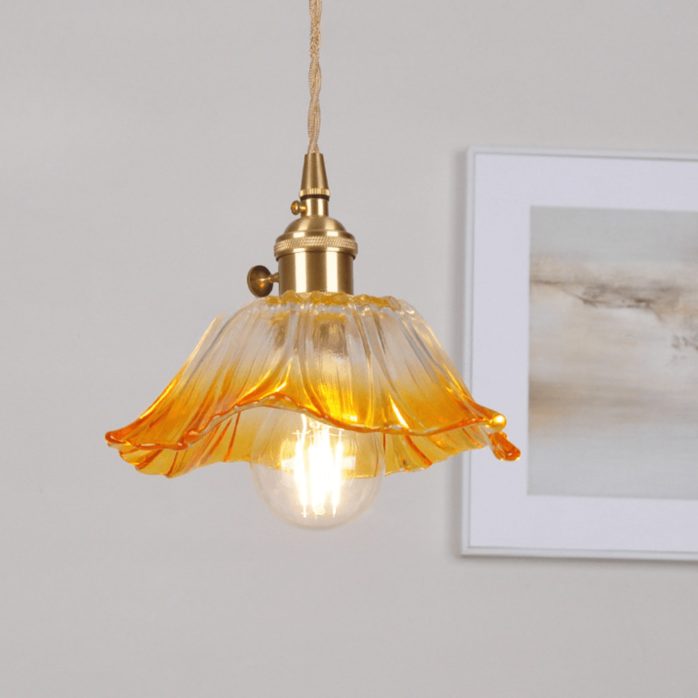 Vintage Glass Pendant Light Fixture for Dining Room and Kitchen – Adjustable Height Ceiling Light 0