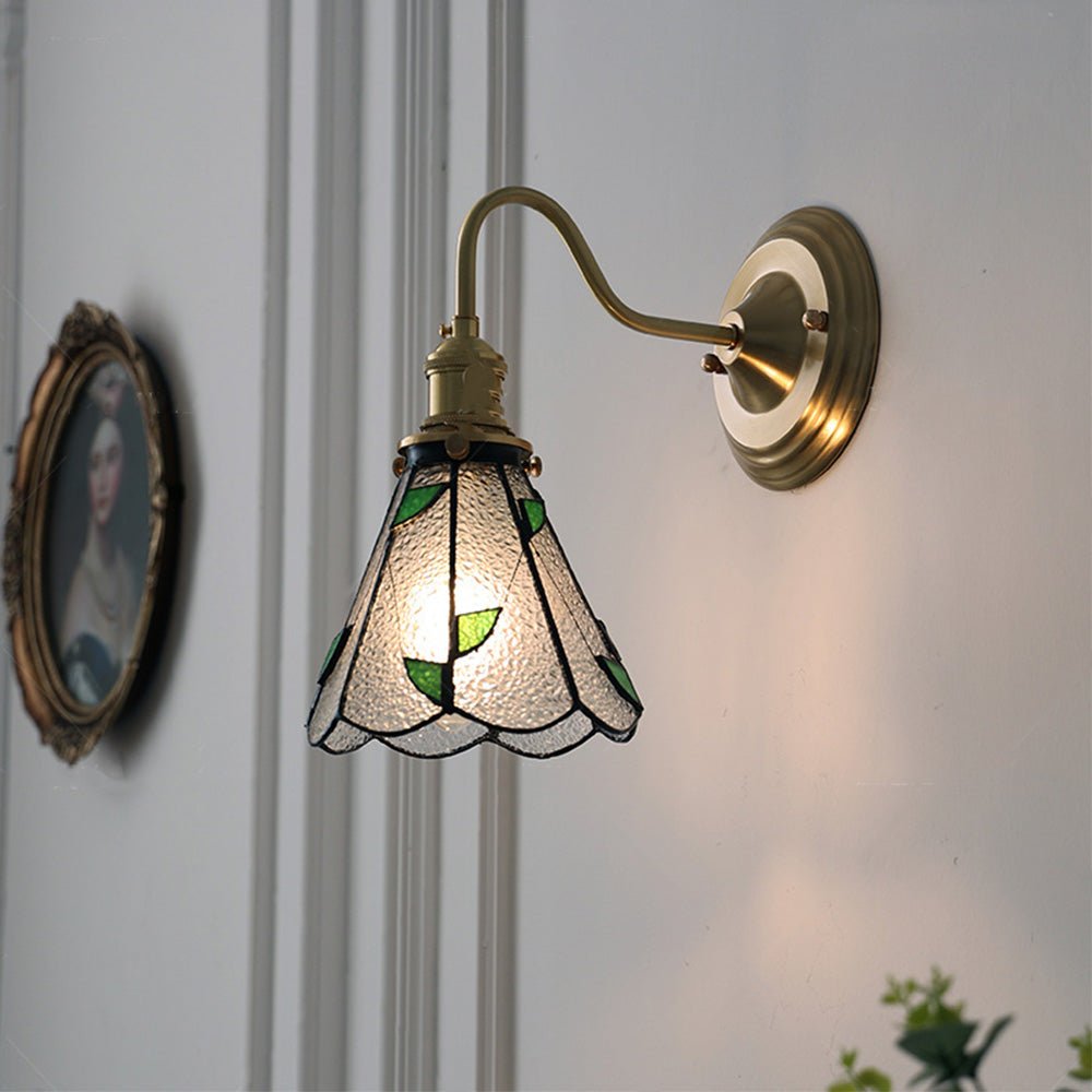Vintage Glass Wall Light Fixture – Elegant Brass Sconce for Indoor Use, Perfect for Living Rooms and Bedrooms 0