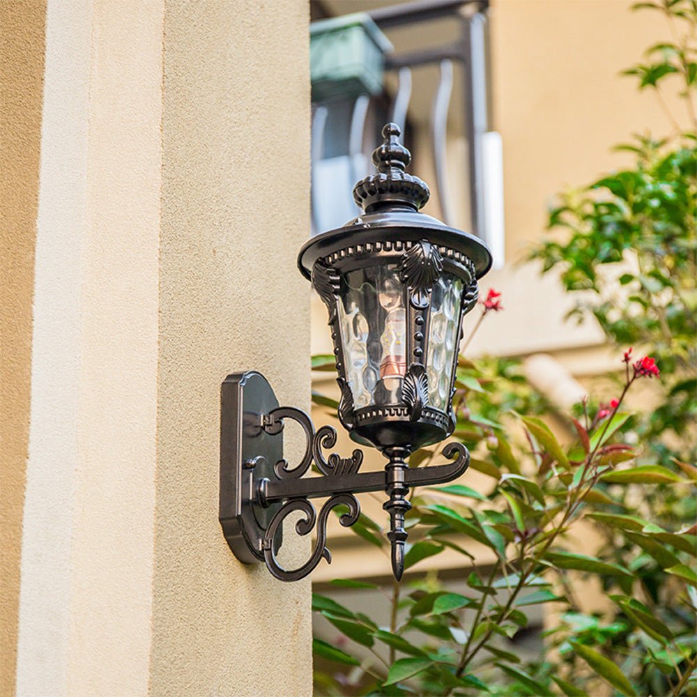 Vintage Outdoor Wall Lantern Light, Elegant Aluminum Outdoor Wall Sconce with Glass Shade for Garden and Patio 7