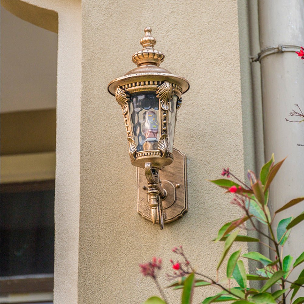 Vintage Outdoor Wall Lantern Light, Elegant Aluminum Outdoor Wall Sconce with Glass Shade for Garden and Patio 4