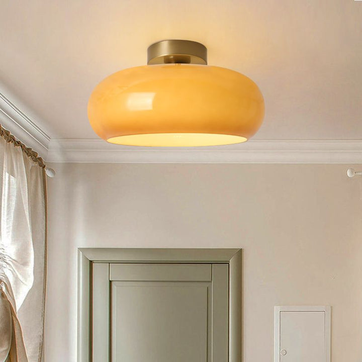 Vintage Round Glass Ceiling Light Fixture – Elegant Iron and Glass Design 4