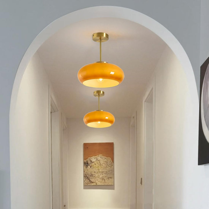 Vintage Round Glass Ceiling Light Fixture – Elegant Iron and Glass Design 8