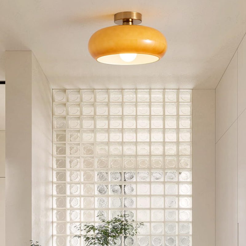 Vintage Round Glass Ceiling Light Fixture – Elegant Iron and Glass Design 1