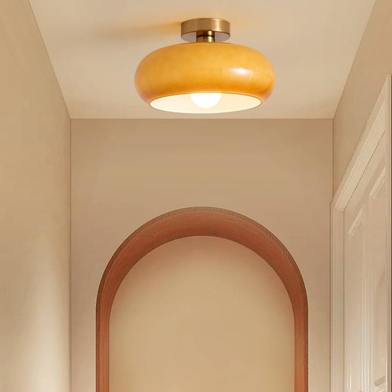 Vintage Round Glass Ceiling Light Fixture – Elegant Iron and Glass Design 0