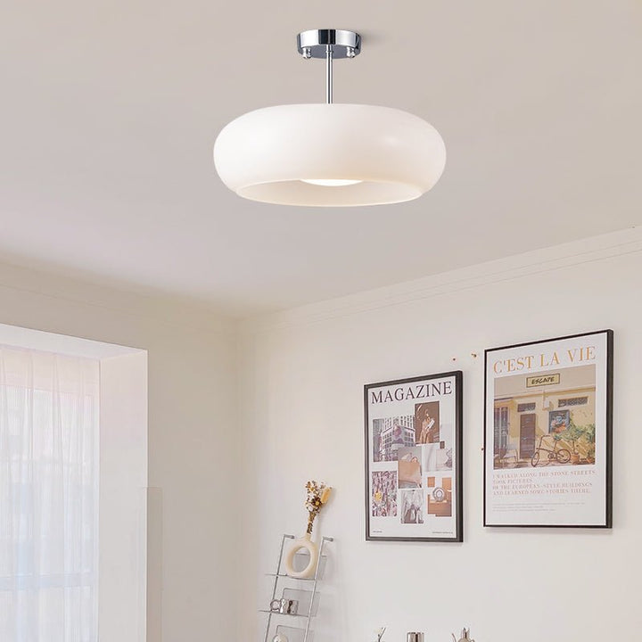Vintage Round Glass Ceiling Light Fixture – Elegant Iron and Glass Design 12