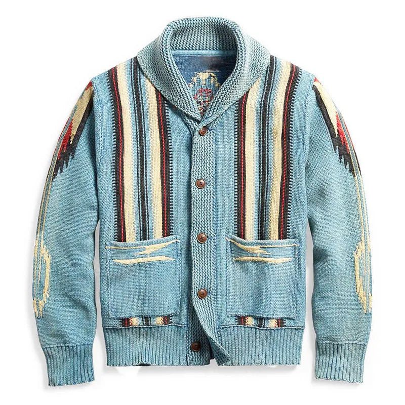 Vintage Sweater Retro Knitwear (Sky Blue M) - | Zavonix