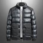 Vintrova — Insulated Heavy Puffer Jacket with Denim Accents (Black S) - | Zavonix