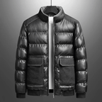 Vintrova — Insulated Heavy Puffer Jacket with Denim Accents (Black S) - | Zavonix
