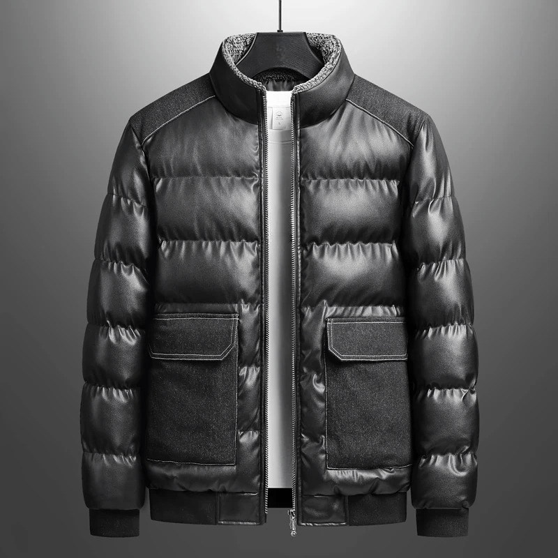 Vintrova — Insulated Heavy Puffer Jacket with Denim Accents (Black S) - | Zavonix