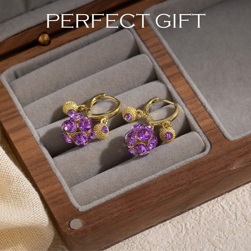 Violet Glow Gold Plated Hoop Earrings Crystal Orb Product Image 06