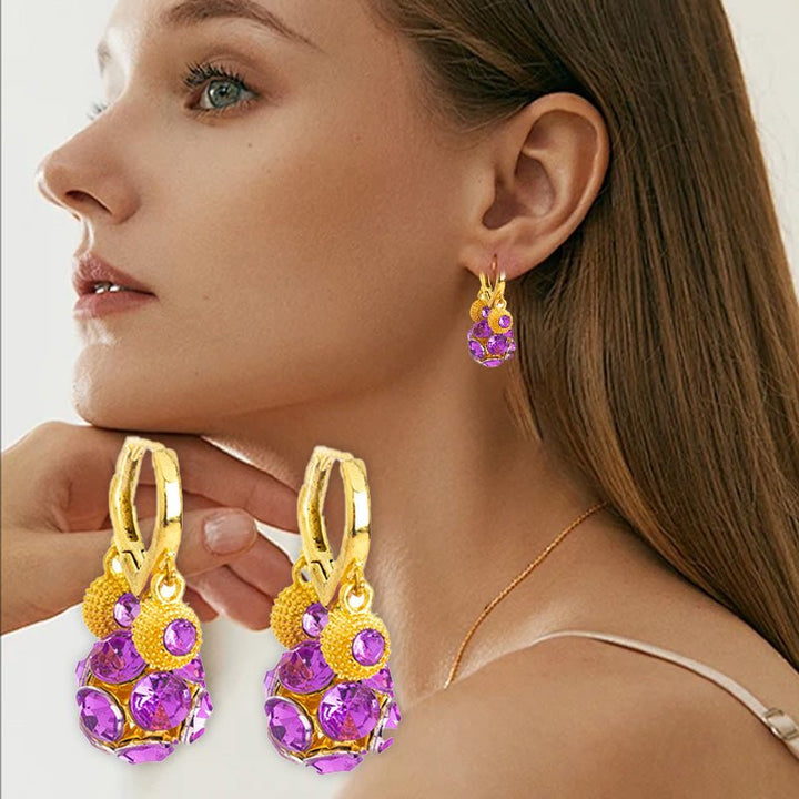 Violet Glow Gold Plated Hoop Earrings Crystal Orb Product Image 07