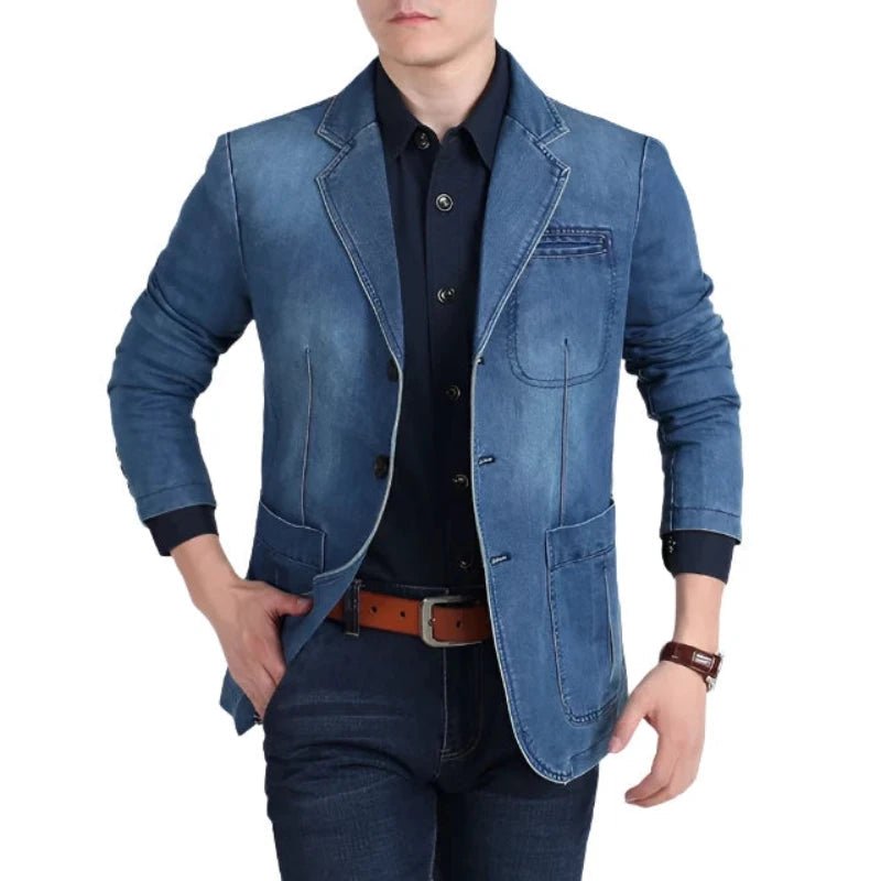 Virello — Classic Tailored Denim Jacket with Vintage Indigo Finish (Dark Navy XS) - | Zavonix