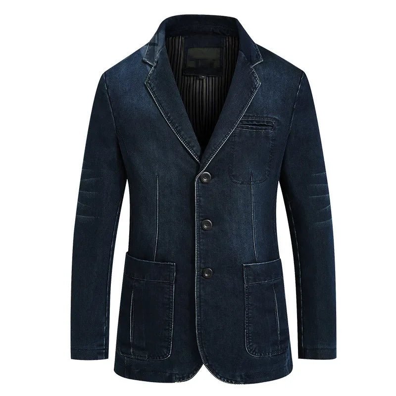 Virello — Classic Tailored Denim Jacket with Vintage Indigo Finish (Dark Navy XS) - | Zavonix