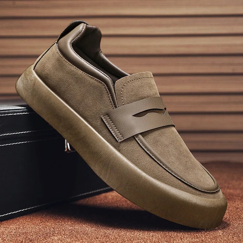 Vittorio Bianchi Italian Slip - On Sneakers (Khaki 6) - | Zavonix