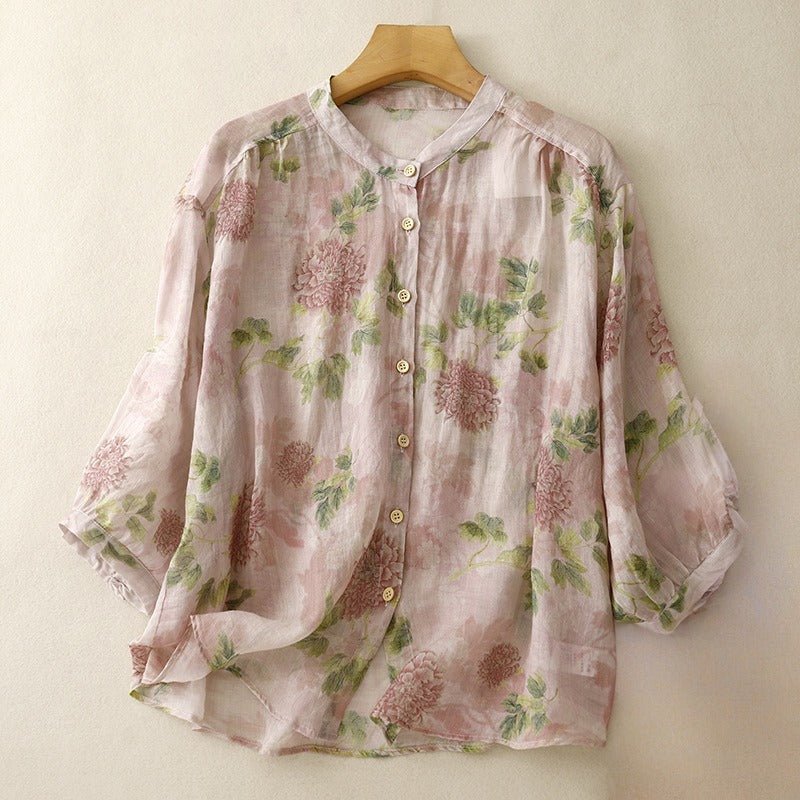 VOILE LINEN BLOUSE (XS ) - | Zavonix