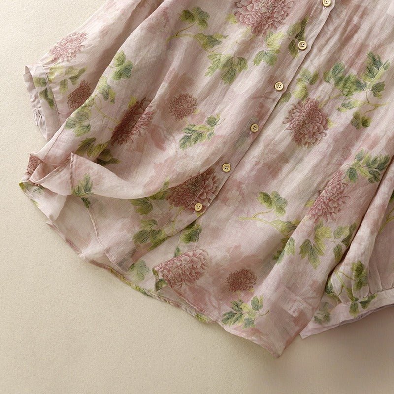 VOILE LINEN BLOUSE (XS ) - | Zavonix