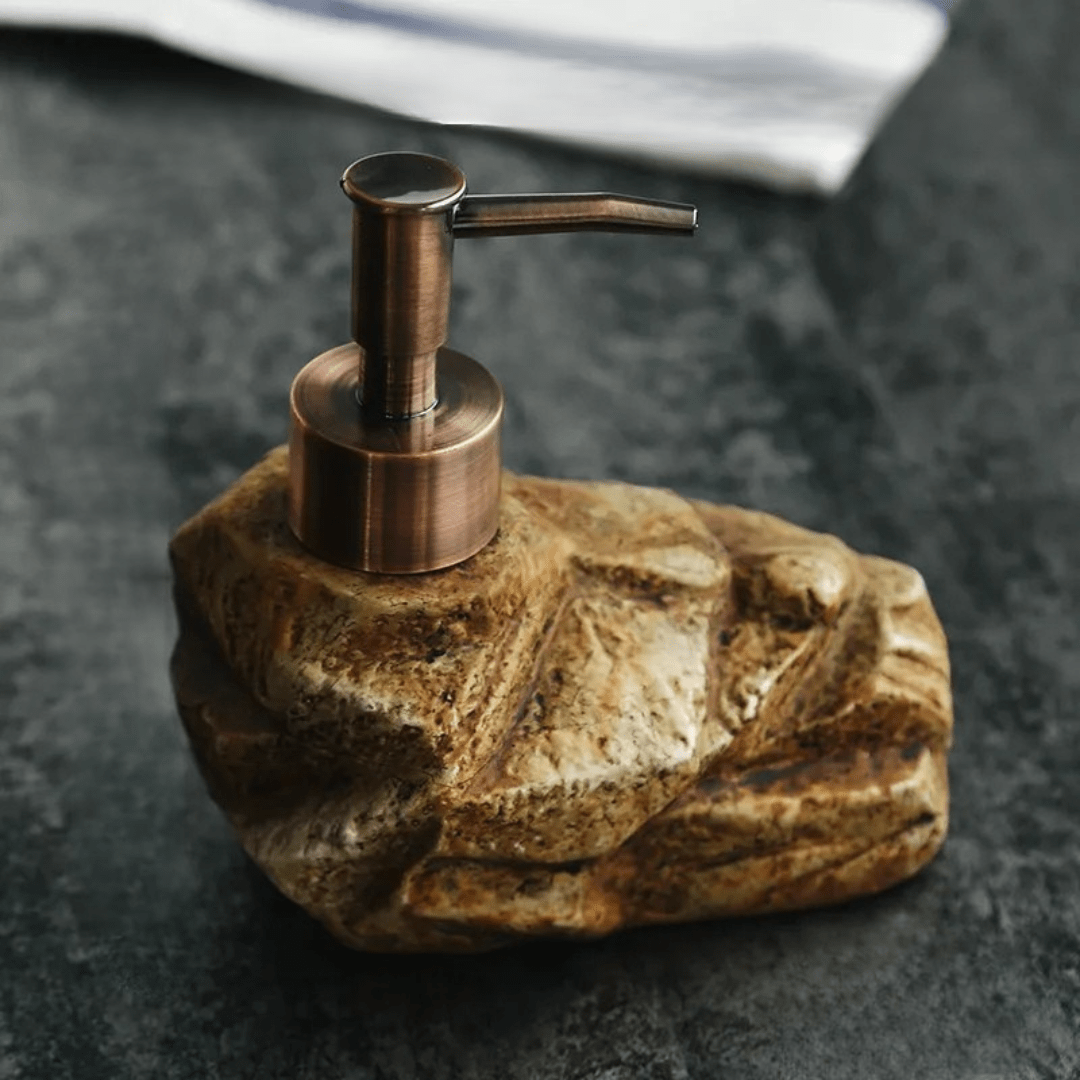 Volcanic-Inspired Ceramic Soap Dispenser with Slip-Resistant Base – Textured Design 2