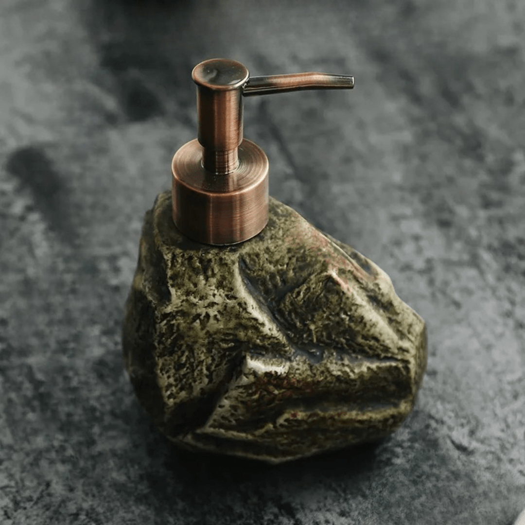 Volcanic-Inspired Ceramic Soap Dispenser with Slip-Resistant Base – Textured Design 4