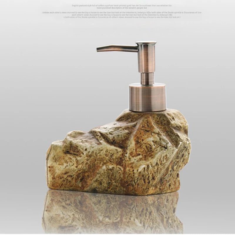 Volcanic-Inspired Ceramic Soap Dispenser with Slip-Resistant Base – Textured Design 1