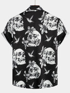 Vornex — Men's Skull Print Short Sleeve Shirt with Casual Fit (S ) - short | Zavonix