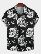 Vornex — Men's Skull Print Short Sleeve Shirt with Casual Fit (S ) - short | Zavonix