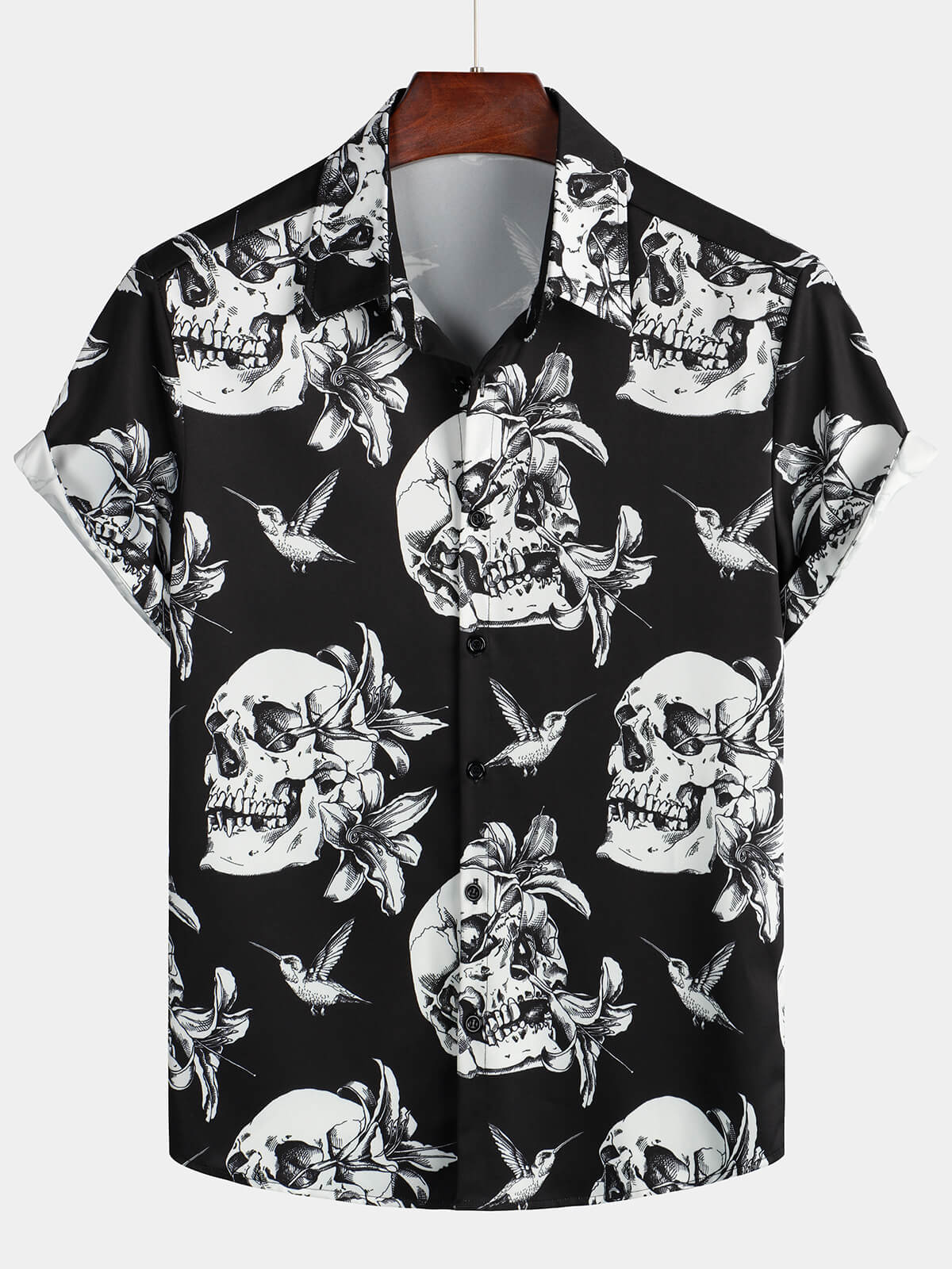 Vornex — Men's Skull Print Short Sleeve Shirt with Casual Fit - short - Zavonix