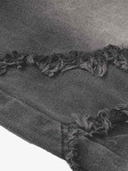 Washed Distressed Raw Edge Barrel Synthetic Leather Jeans (Dark Grey M) - Jeans | Zavonix