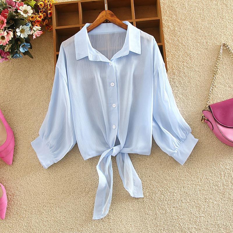 Walkenia — Soft Linen Blouse with Tie - Front and Gathered Sleeves (Pink XS) - | Zavonix
