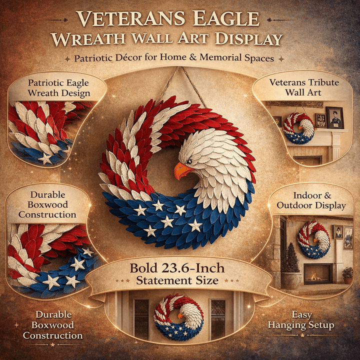 Wall Art Eagle Wreath | Durable Boxwood Display for Indoor and Outdoor Home Decor 2