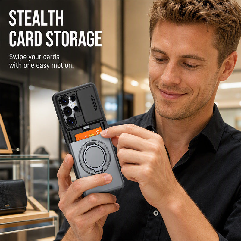 Wallet Phone Case Four Card Storage Sliding Lens Cover Product Image 04