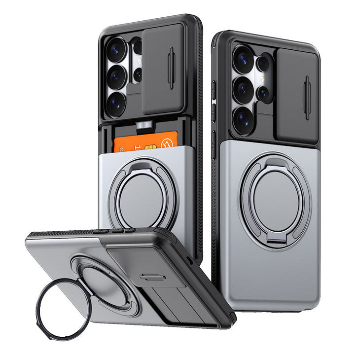 Wallet Phone Case Four Card Storage Sliding Lens Cover Product Image 11