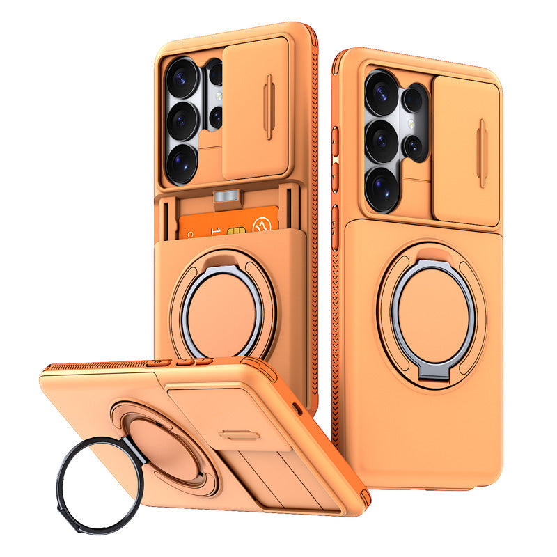 Wallet Phone Case Four Card Storage Sliding Lens Cover Product Image 12