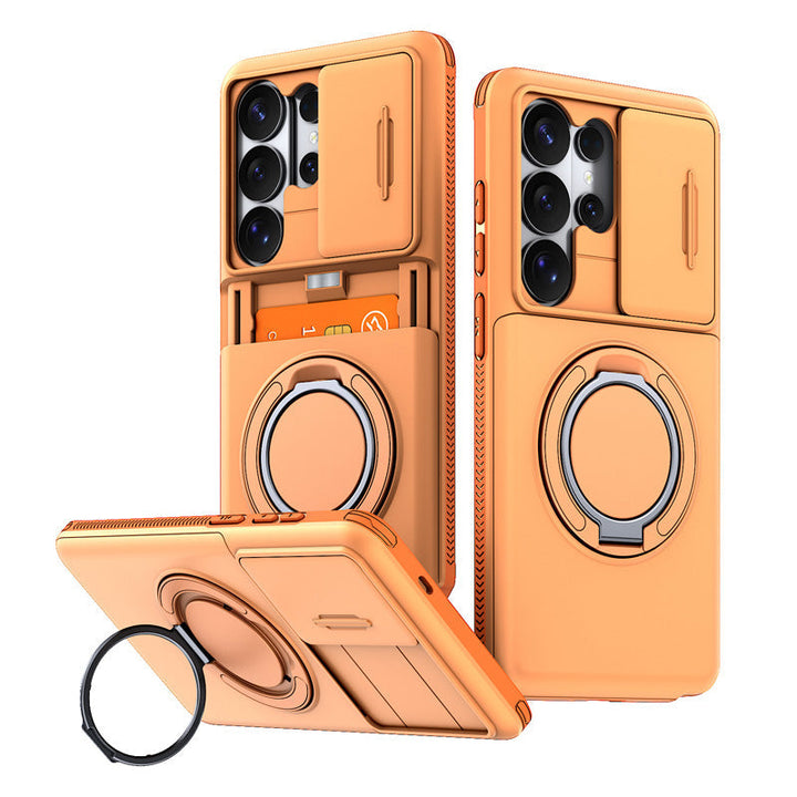 Wallet Phone Case Four Card Storage Sliding Lens Cover Product Image 12