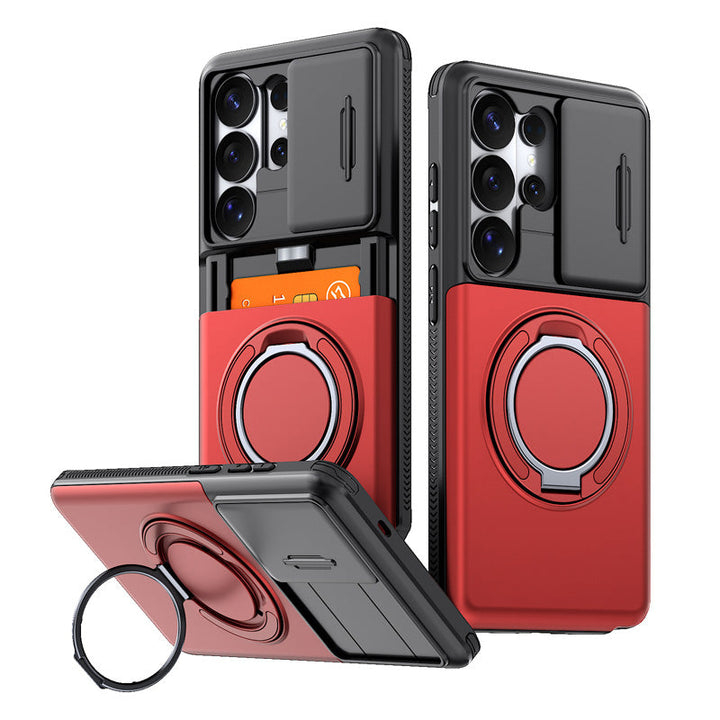 Wallet Phone Case Four Card Storage Sliding Lens Cover Product Image 13