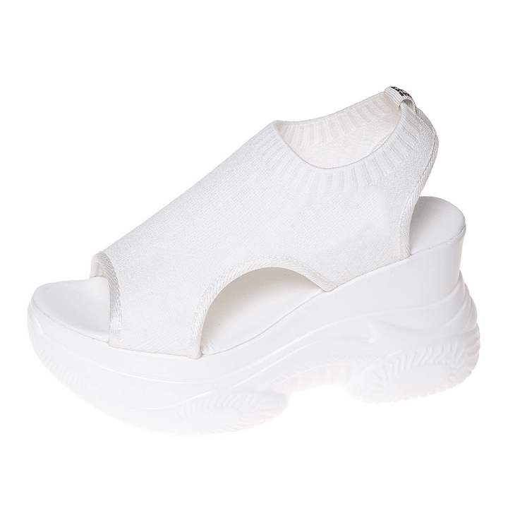 Wavelle Open Toe Knit Wedge Sandals Product Image 01