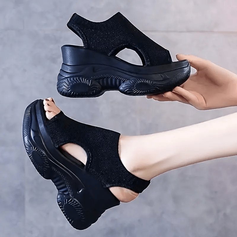 Wavelle Open Toe Knit Wedge Sandals Product Image 04