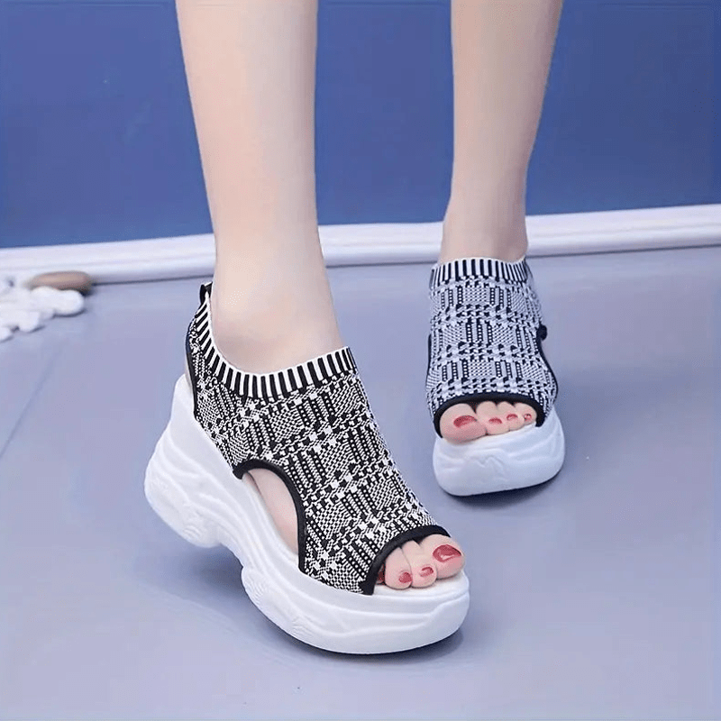 Wavelle Open Toe Knit Wedge Sandals Product Image 06