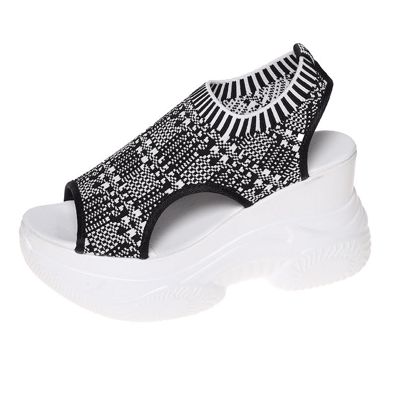 Wavelle Open Toe Knit Wedge Sandals Product Image 09