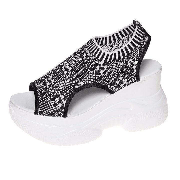 Wavelle Open Toe Knit Wedge Sandals Product Image 09