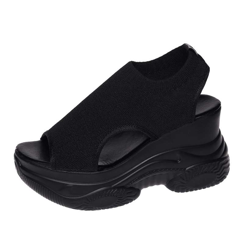 Wavelle Open Toe Knit Wedge Sandals Product Image 10