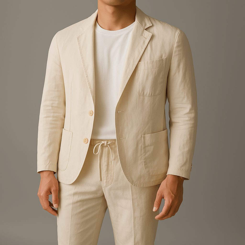 Weston Linen Tailored Set (Beige XS) - | Zavonix