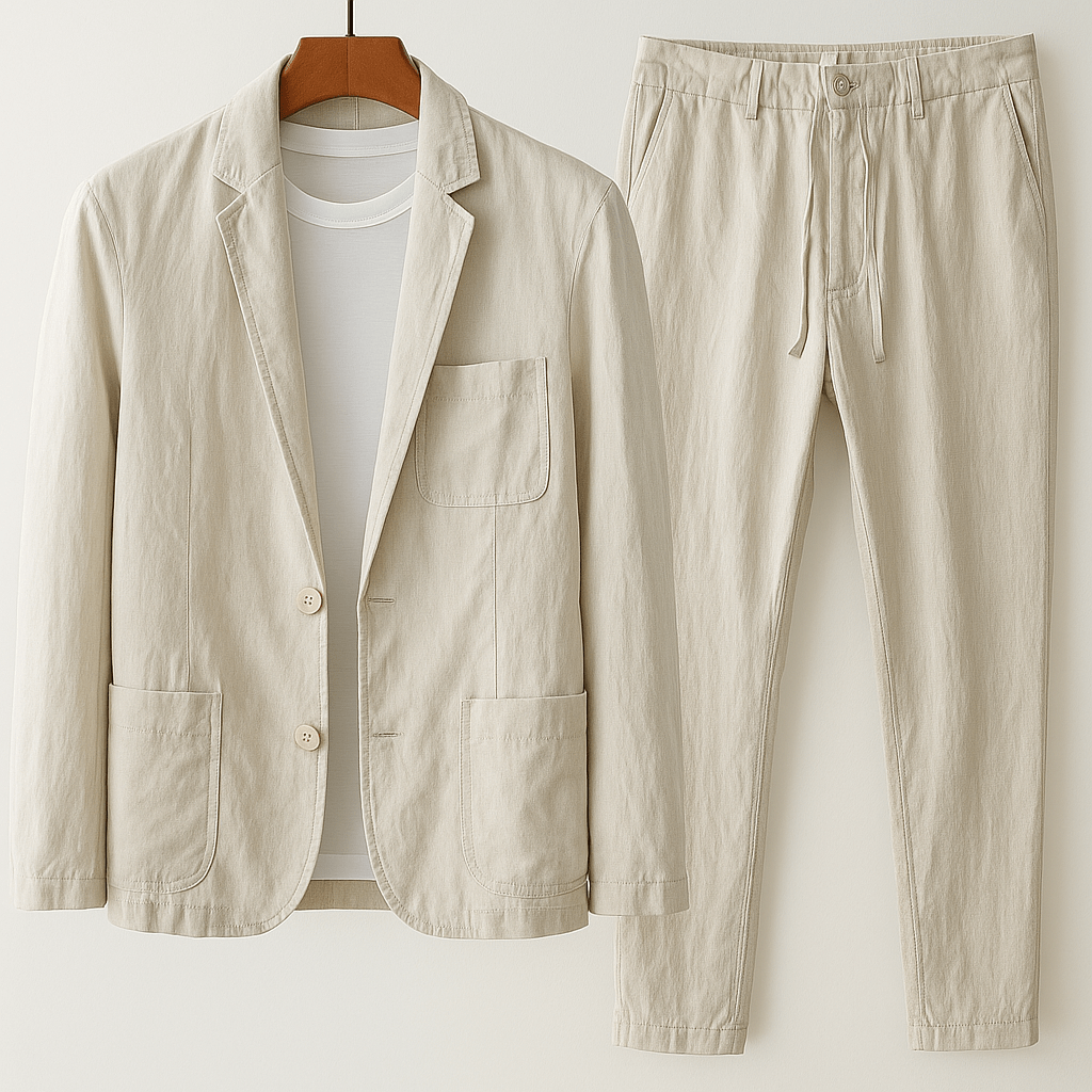Weston Linen Tailored Set (Beige XS) - | Zavonix