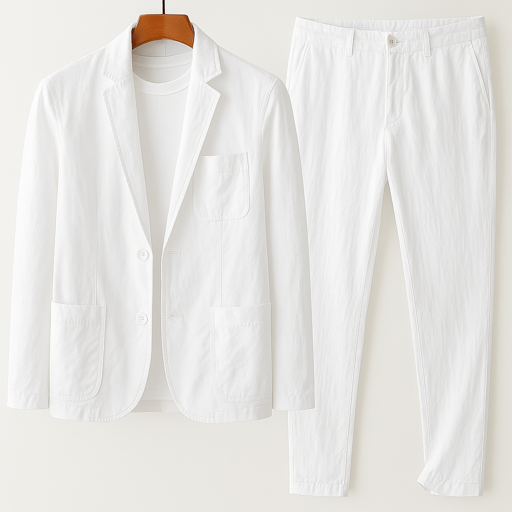 Weston Linen Tailored Set (White XS) - | Zavonix