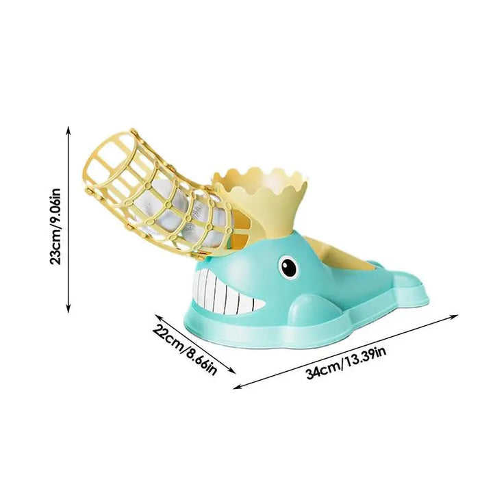Whale-shaped baseball pitcher dimensions: 34 cm long, 22 cm wide and 23 cm high