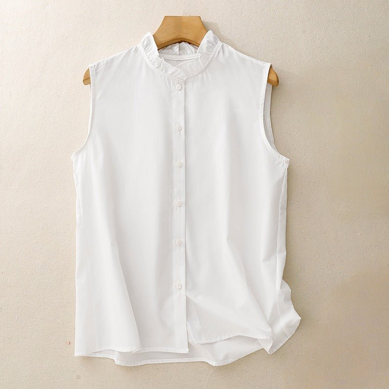 WHISPER LINEN TOP (White XS) - | Zavonix