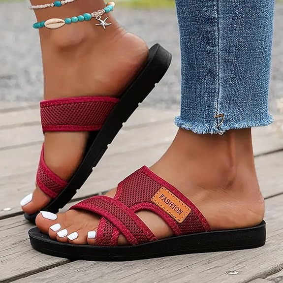 Wide Fit Open Toe Flat Sandals Product Image 04