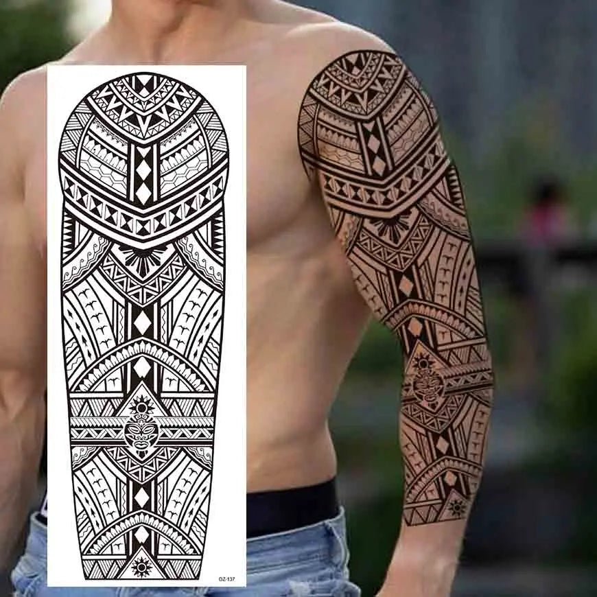 Wilder Temporary Tattoo Sleeve | Maori, Wolf, Lion, Tiger Designs