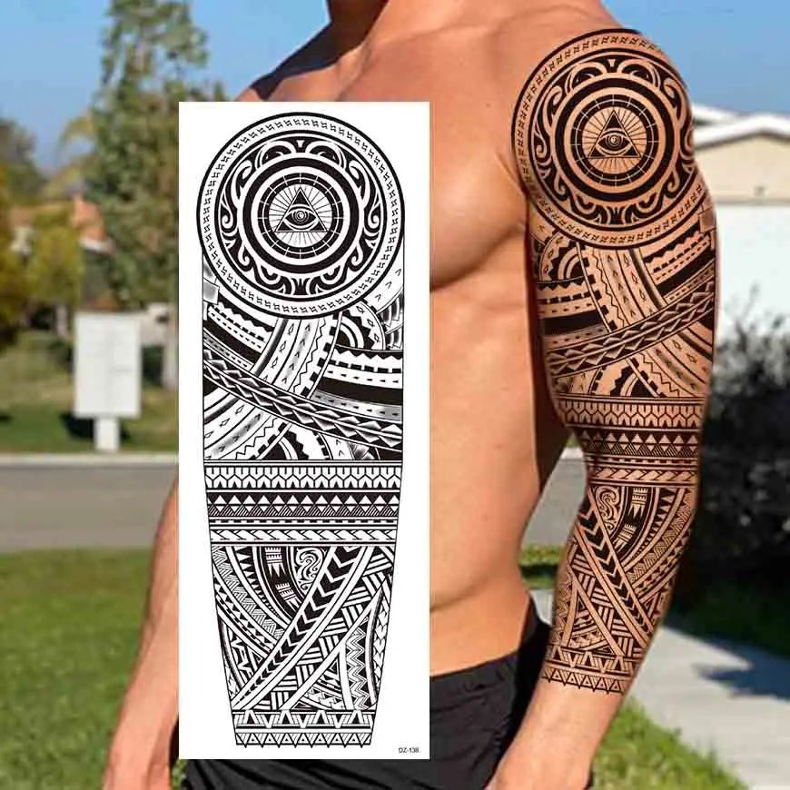 Wilder Temporary Tattoo Sleeve | Maori, Wolf, Lion, Tiger Designs