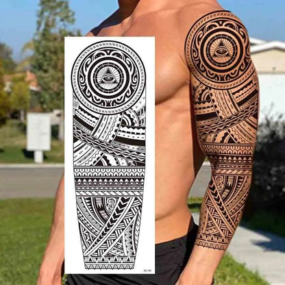 Wilder Temporary Tattoo Sleeve | Maori, Wolf, Lion, Tiger Designs