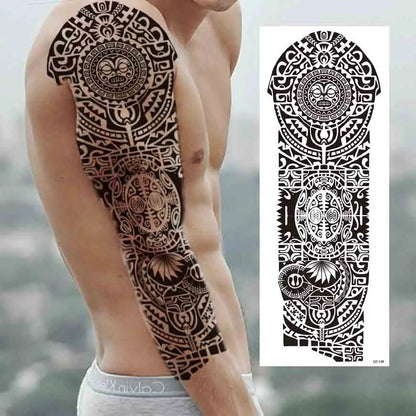 Wilder Temporary Tattoo Sleeve | Maori, Wolf, Lion, Tiger Designs